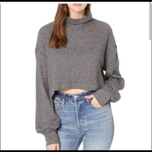 Free People | Waffle-Knit Cropped Turtleneck